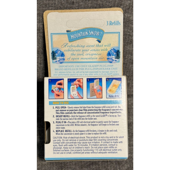 Vintage 1999 Glade Plug Ins Refill Mountain Snow - 3ct - Picture 4 of 5